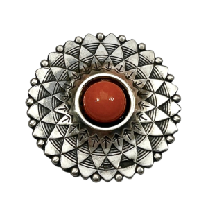 Broszka rozeta z koralem