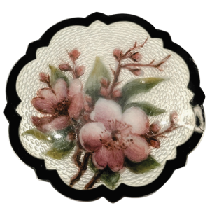 Huge brooch with guilloche enamel