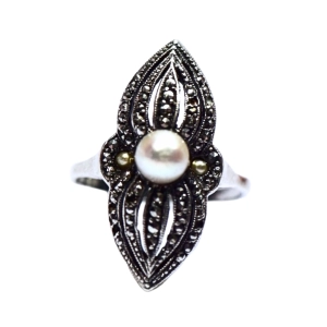 Piękne art deco z perłą Akoya